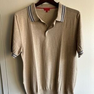 ISAIA Camel and Navy Sweater Polo